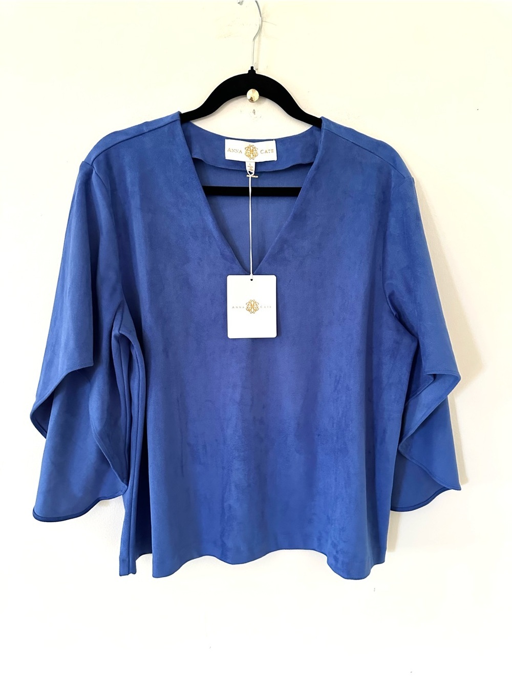 Anna Cate Collection Periwinkle Purple Blue Cheyenne Blouse Top Butterfly Sleeve